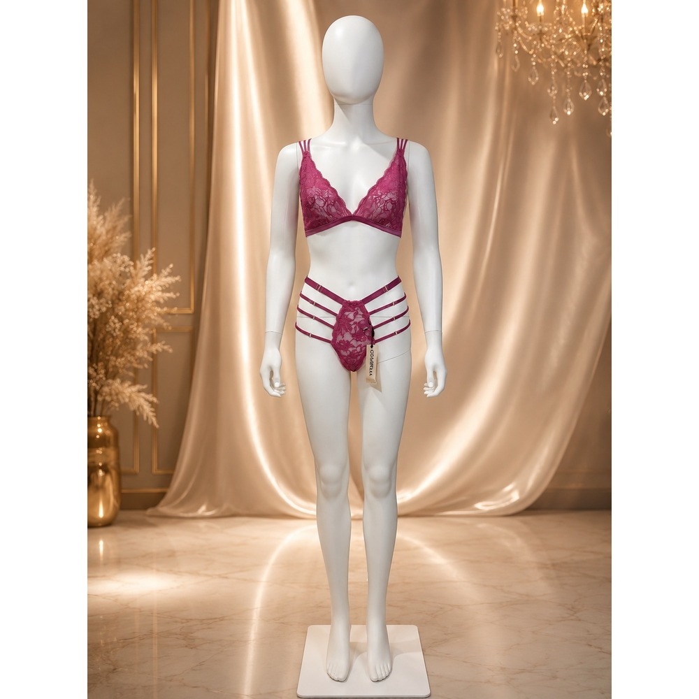 Cosabella NSN Tie Me Down Curvy Strappy Bralette S & High Waist G-String S